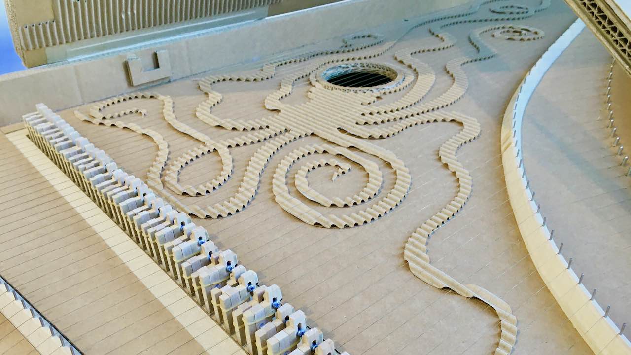 A functioning harpsichord made of corrugated cardboard