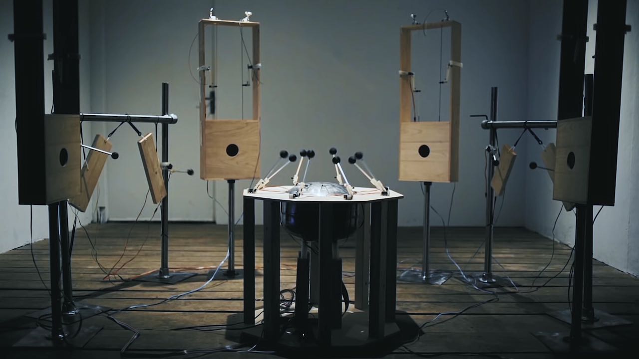 An electronic-ambient band and Ork.1, une orchestra of DIY motorized instruments