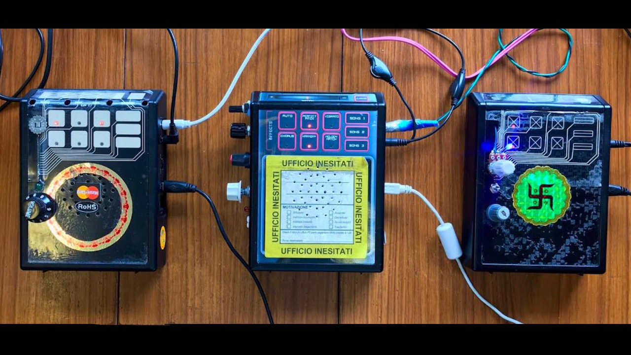 Circuit-bent PaperJamzPro devices